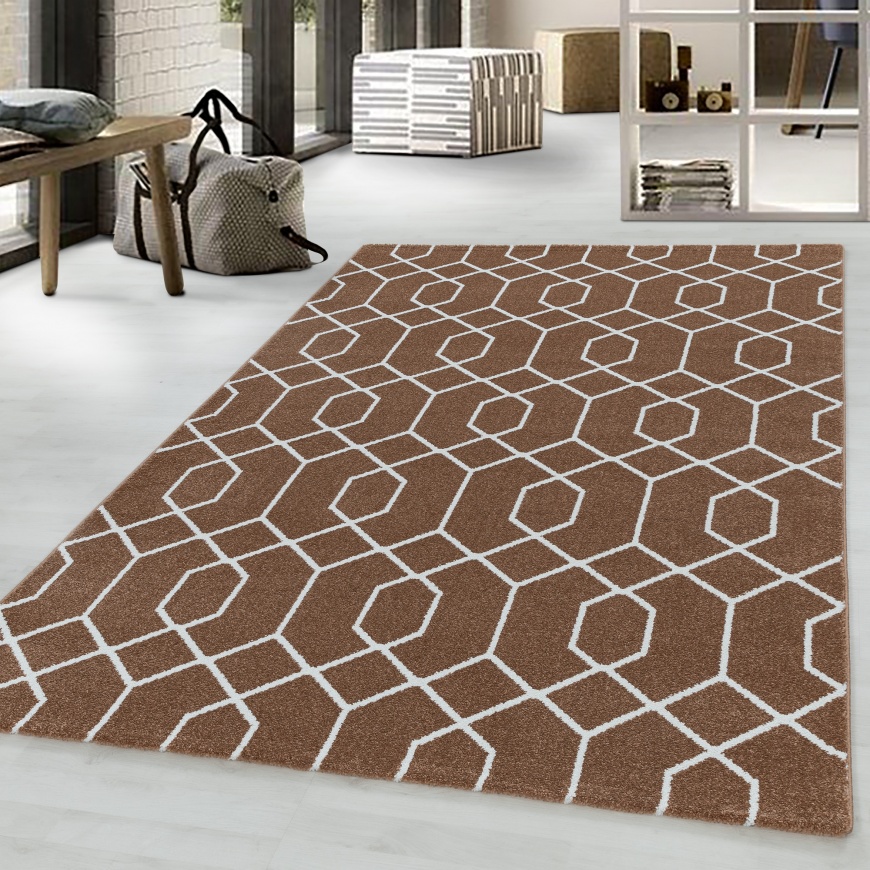 Trendy Extra Large Copper Rug | Rust, Brown Woven Carpet | 200 x 290 Copper Rug